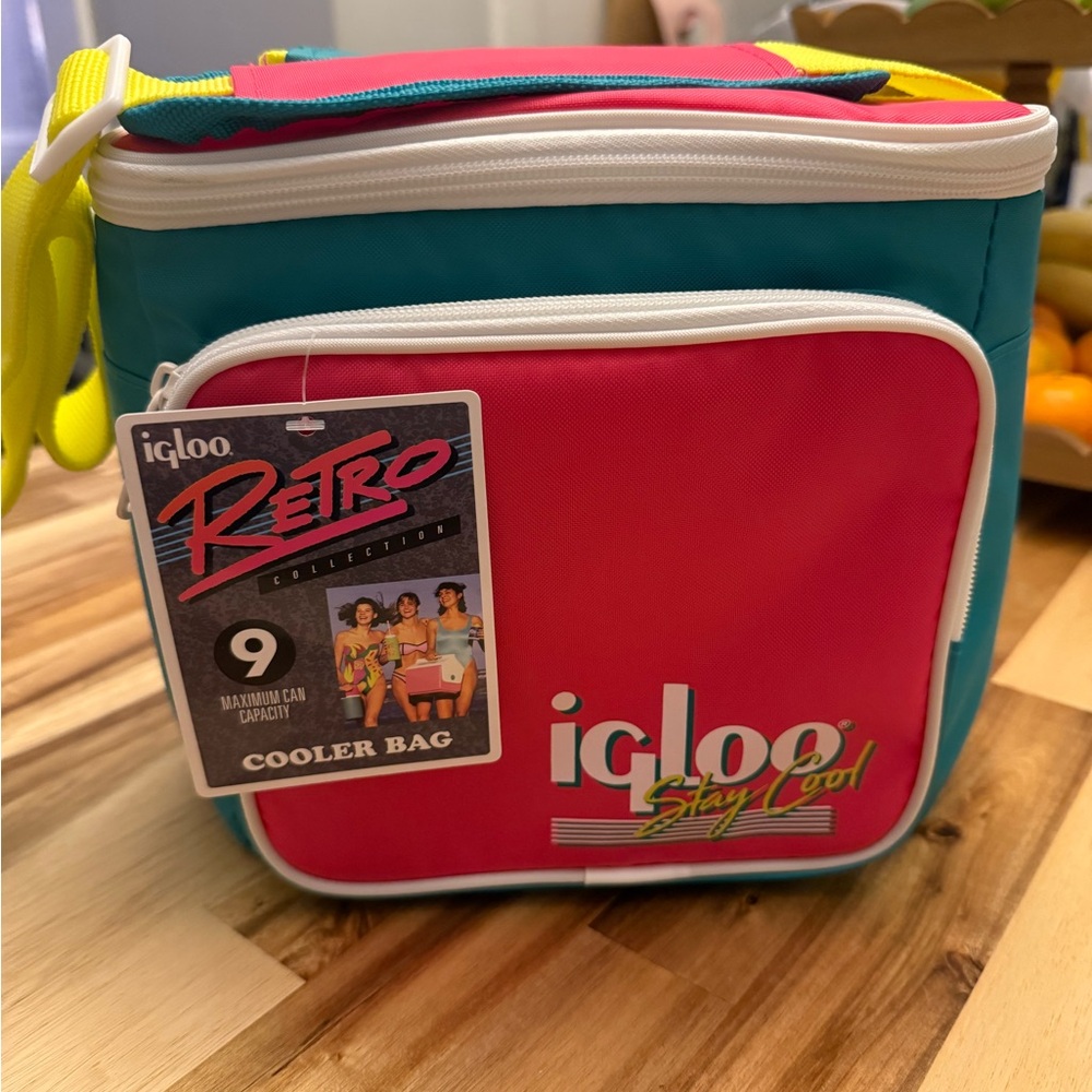 Igloo Retro Cooler Bag in Vibrant Pink and Teal
